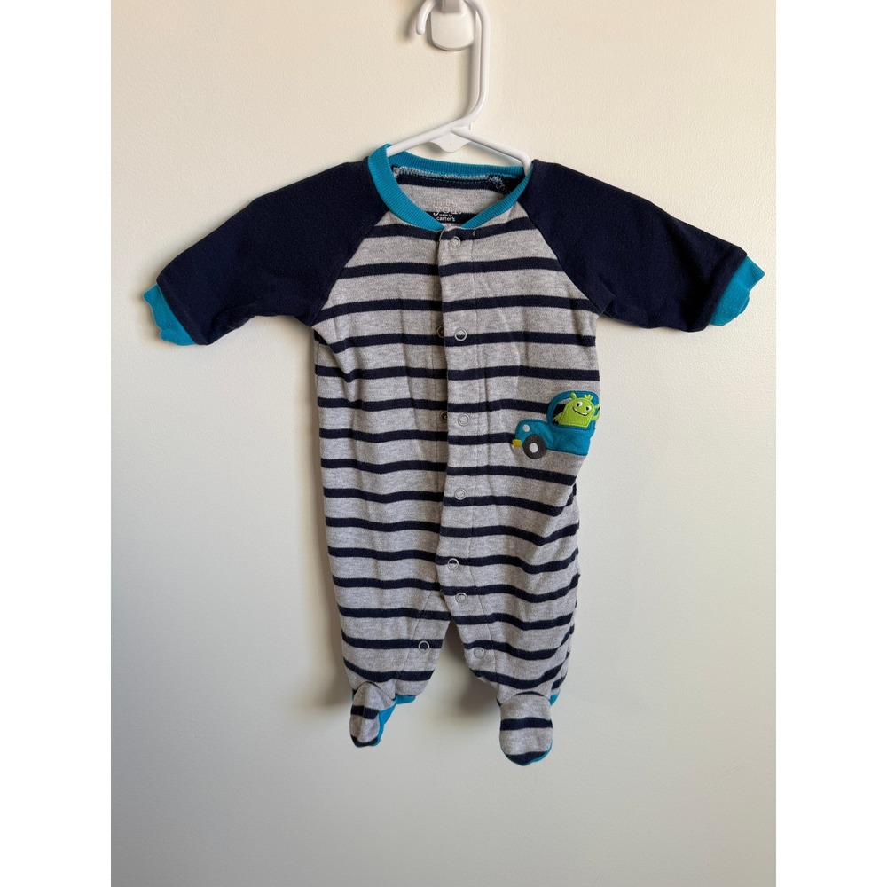 Just One You by Carters Baby Boys Striped Monster Footed Sleeper 3M